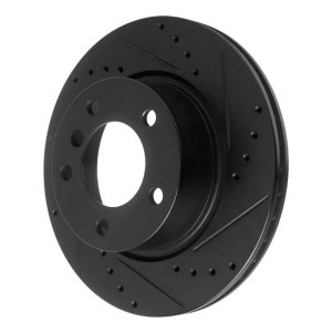 BMW 120i Brake Rotor (1) - Front Right - R1 Concepts - Drilled & Slotted - Black - `05-`07